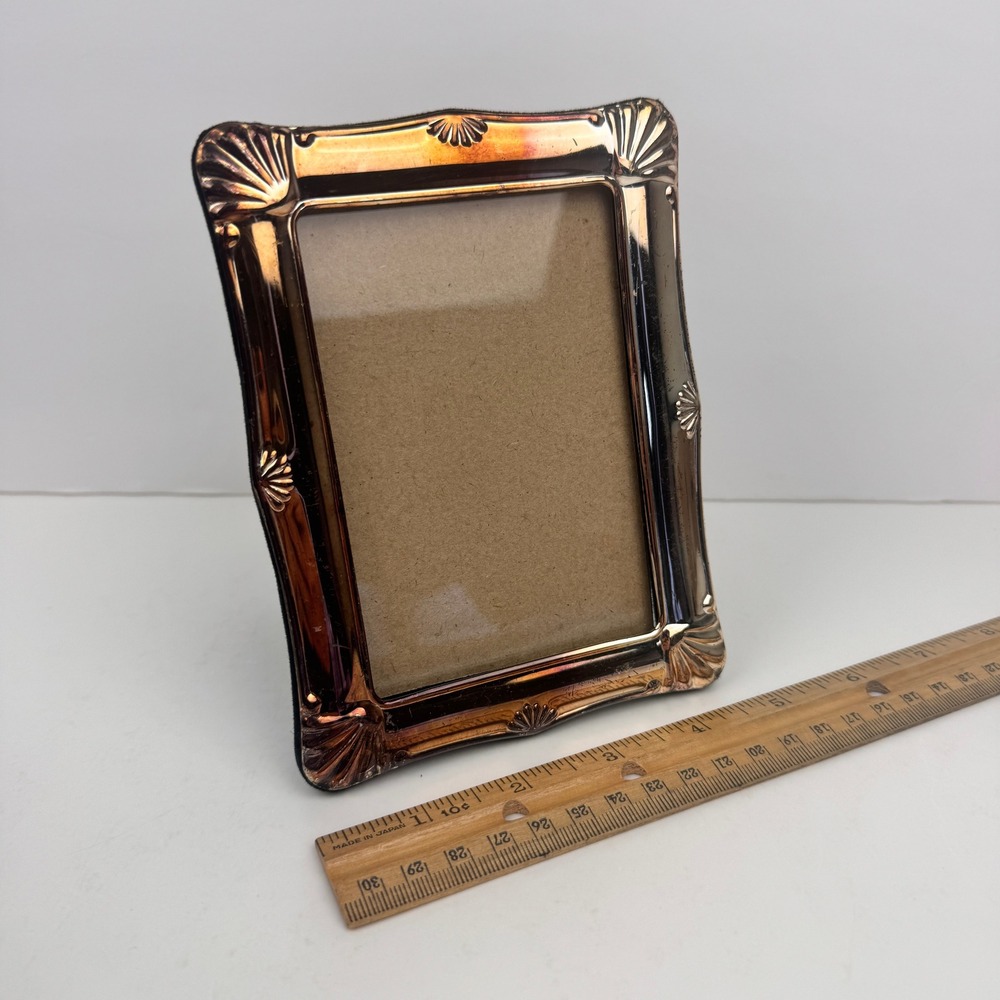 Mini Tabletop Picture Frame Scallop Edge Design 3.5x5in Pic Silver Tarnished
